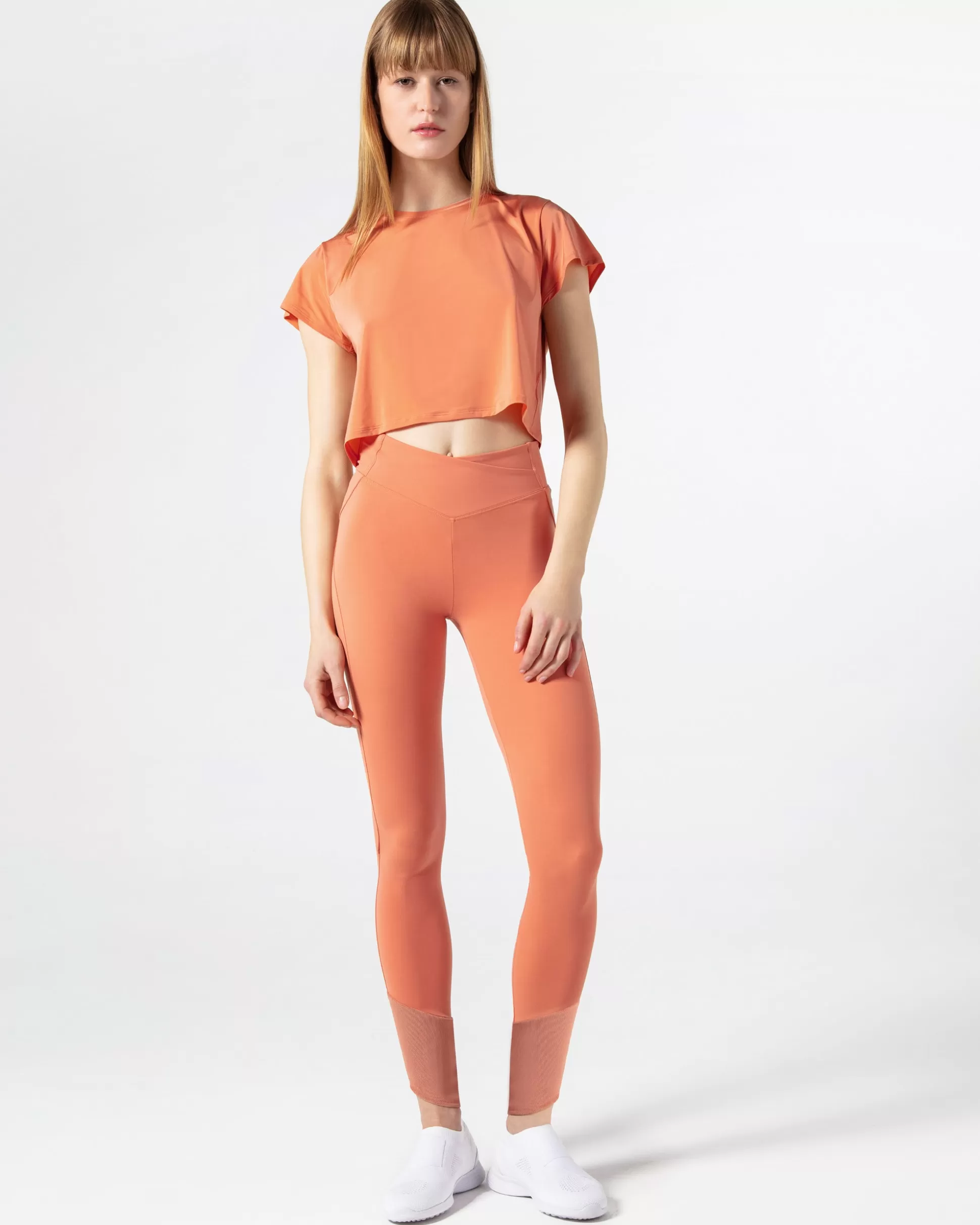 Repetto Tops>Active Silk crop top Orangebronze