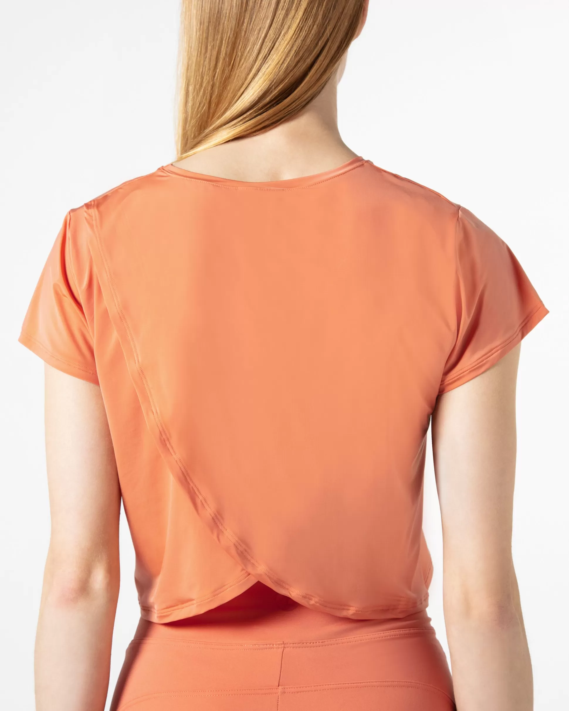 Repetto Tops>Active Silk crop top Orangebronze