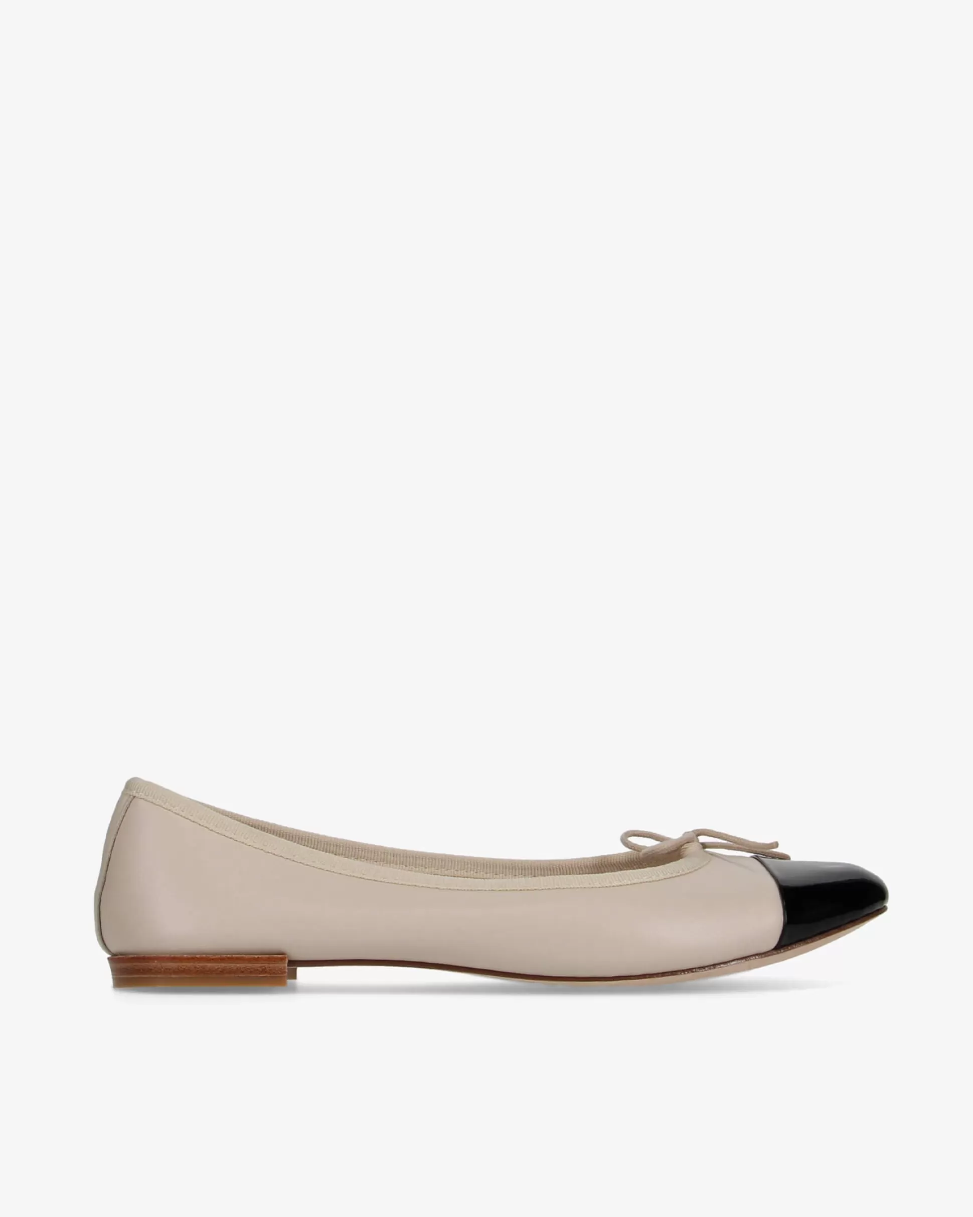 Repetto Ballet Flats>Flora Bi-Material Ballet Flats Swanbeigeandblack