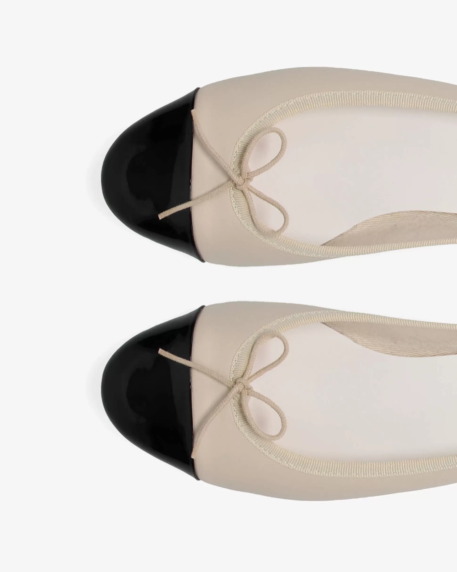 Repetto Ballet Flats>Flora Bi-Material Ballet Flats Swanbeigeandblack