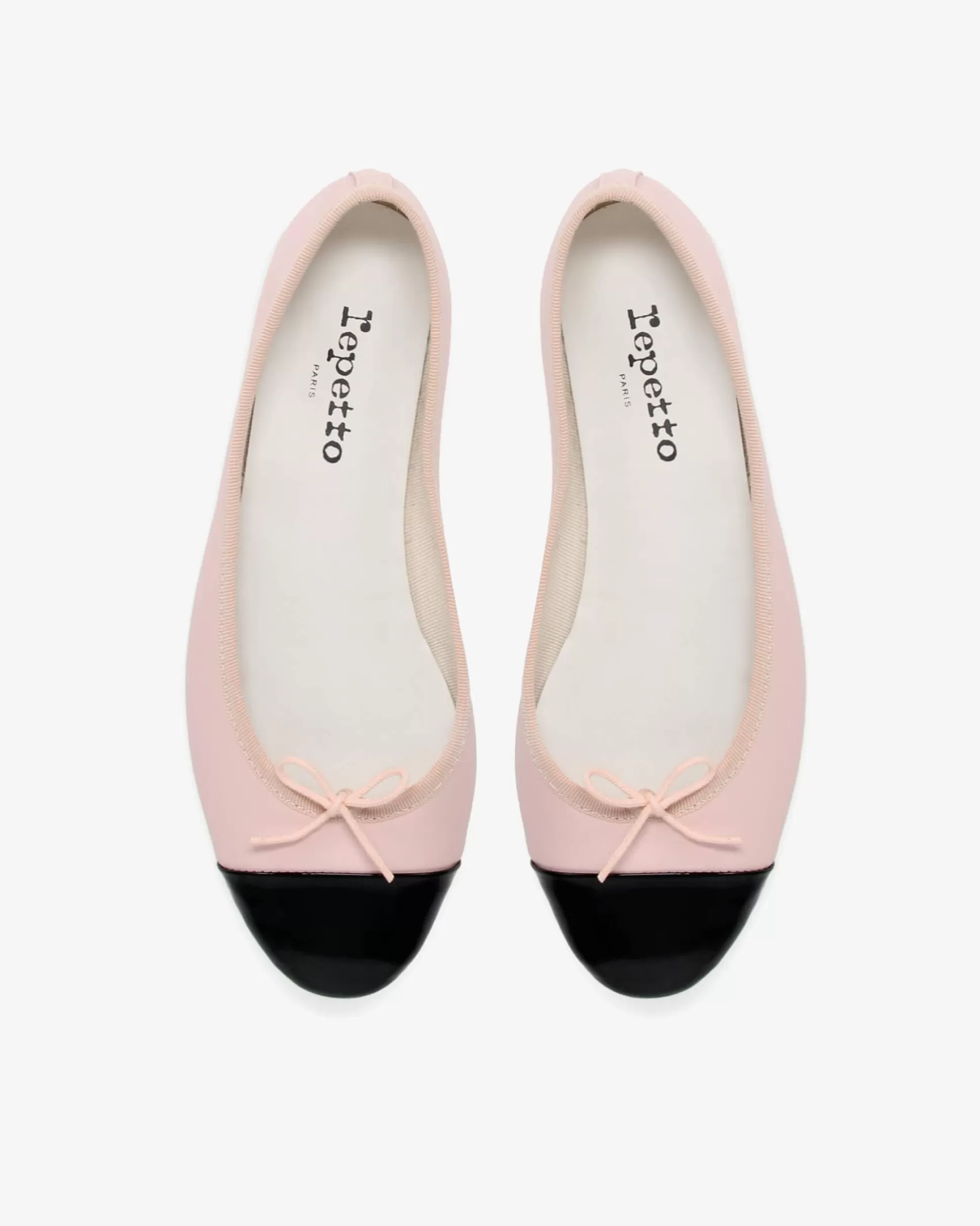 Repetto Ballet Flats>Flora Bi-Material Ballet Flats Blackandiconpink