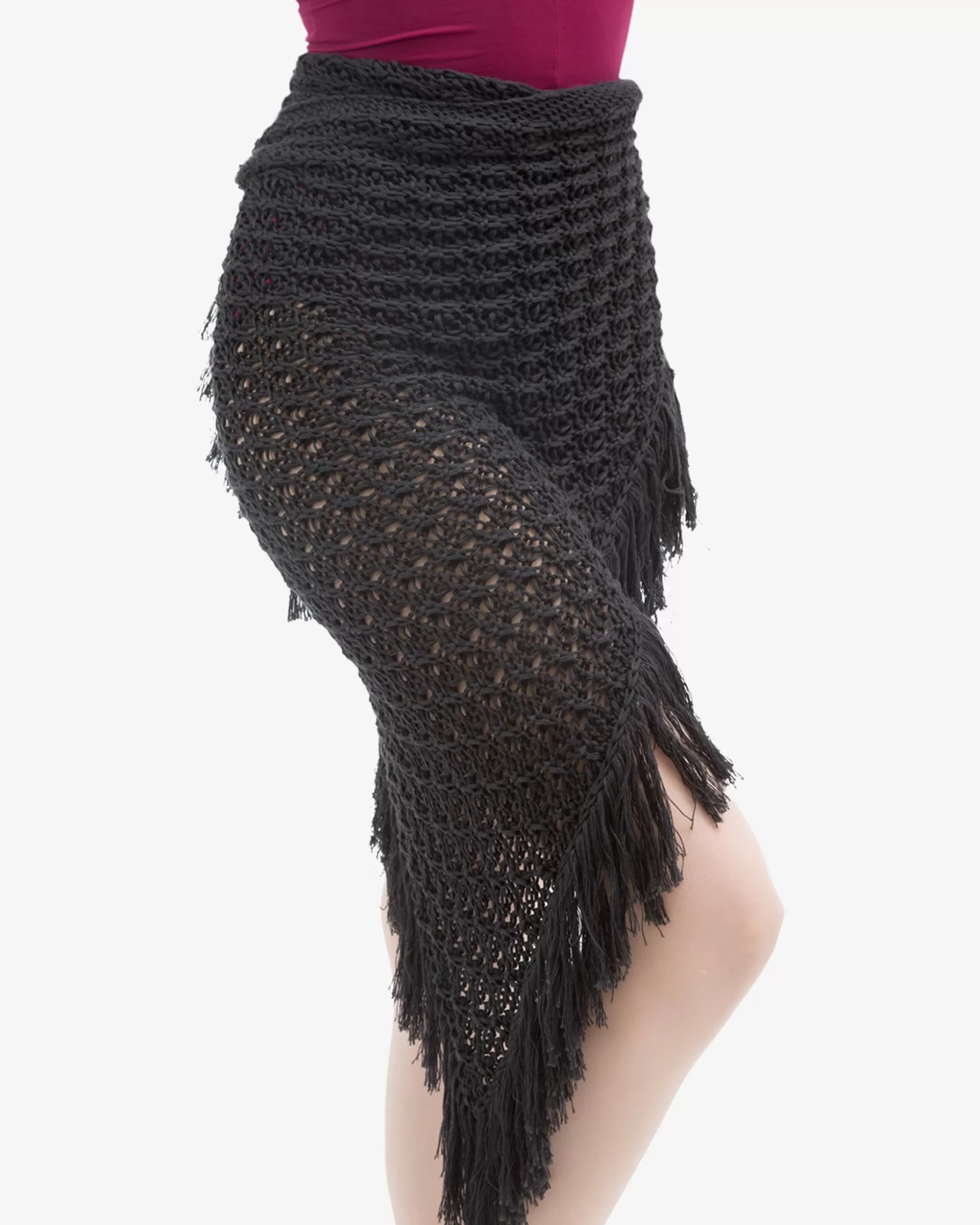 Repetto Warm-up>Knit shawl with fringes Anthracitegrey