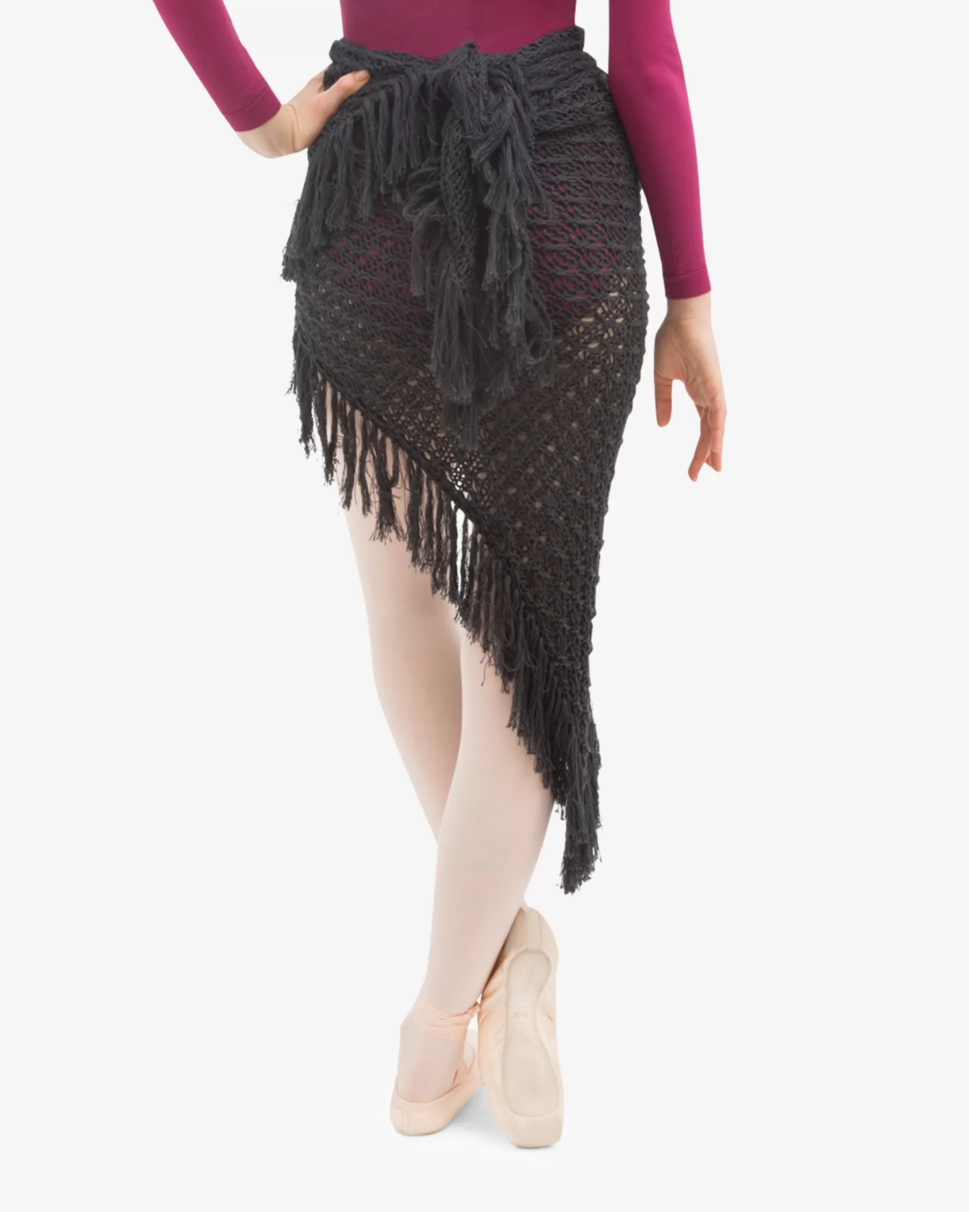 Repetto Warm-up>Knit shawl with fringes Anthracitegrey