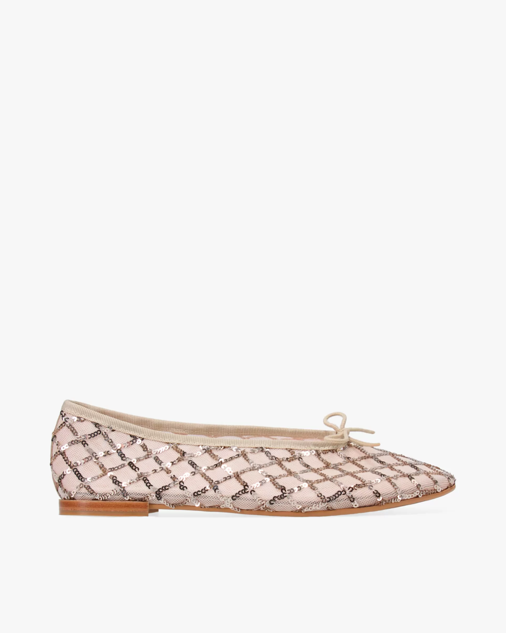 Repetto Ballet Flats>Lilouh rubber sole Ballet Flats - Mesh and Sequins Lightgold