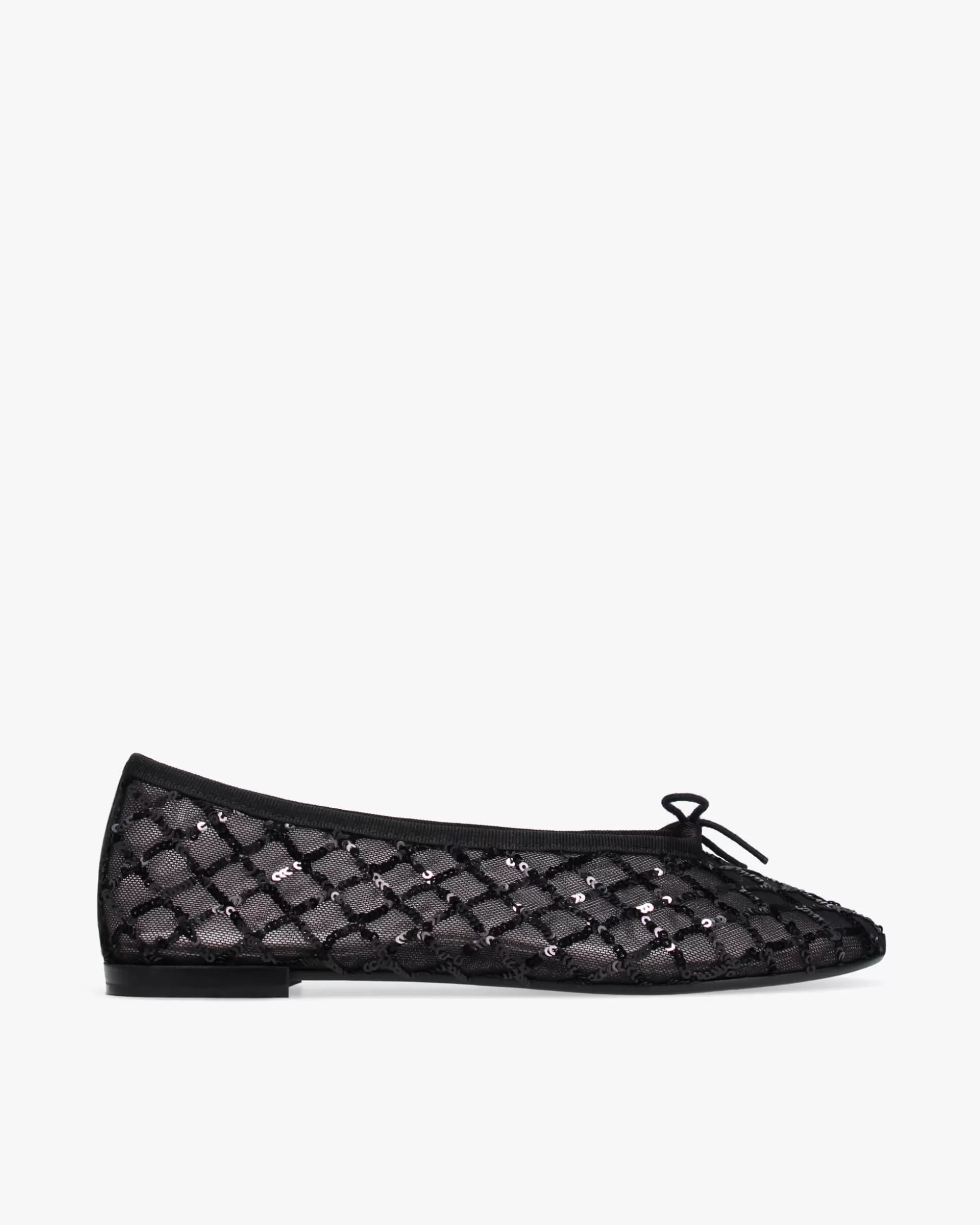 Repetto Ballet Flats>Lilouh rubber sole Ballet Flats - Mesh and Sequins Black