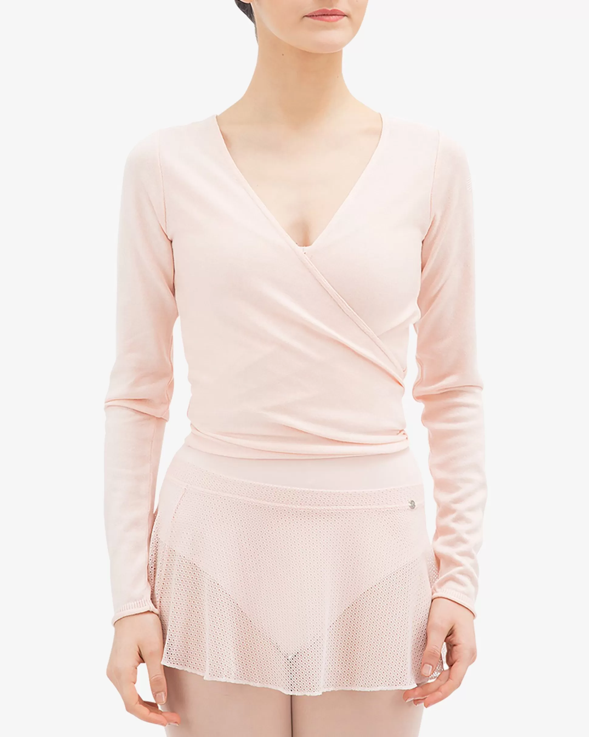 Repetto Warm-up>Long sleeved wrap-over Petalpink