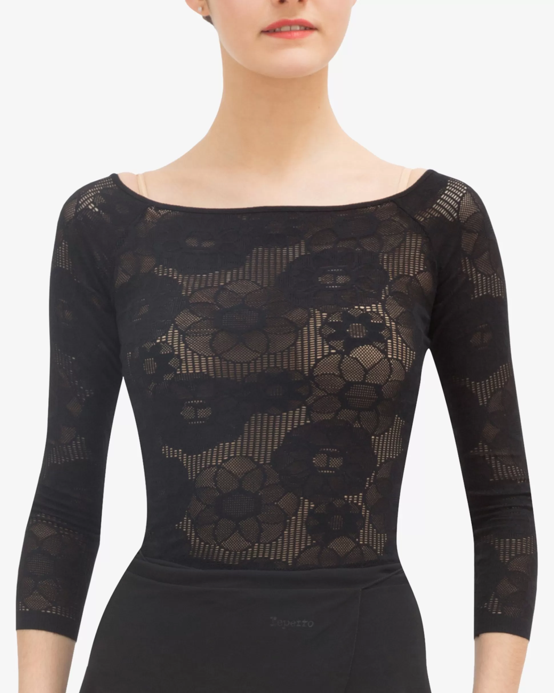 Repetto Jazz & Modern Dance>Long sleeves top in rosette lace Black