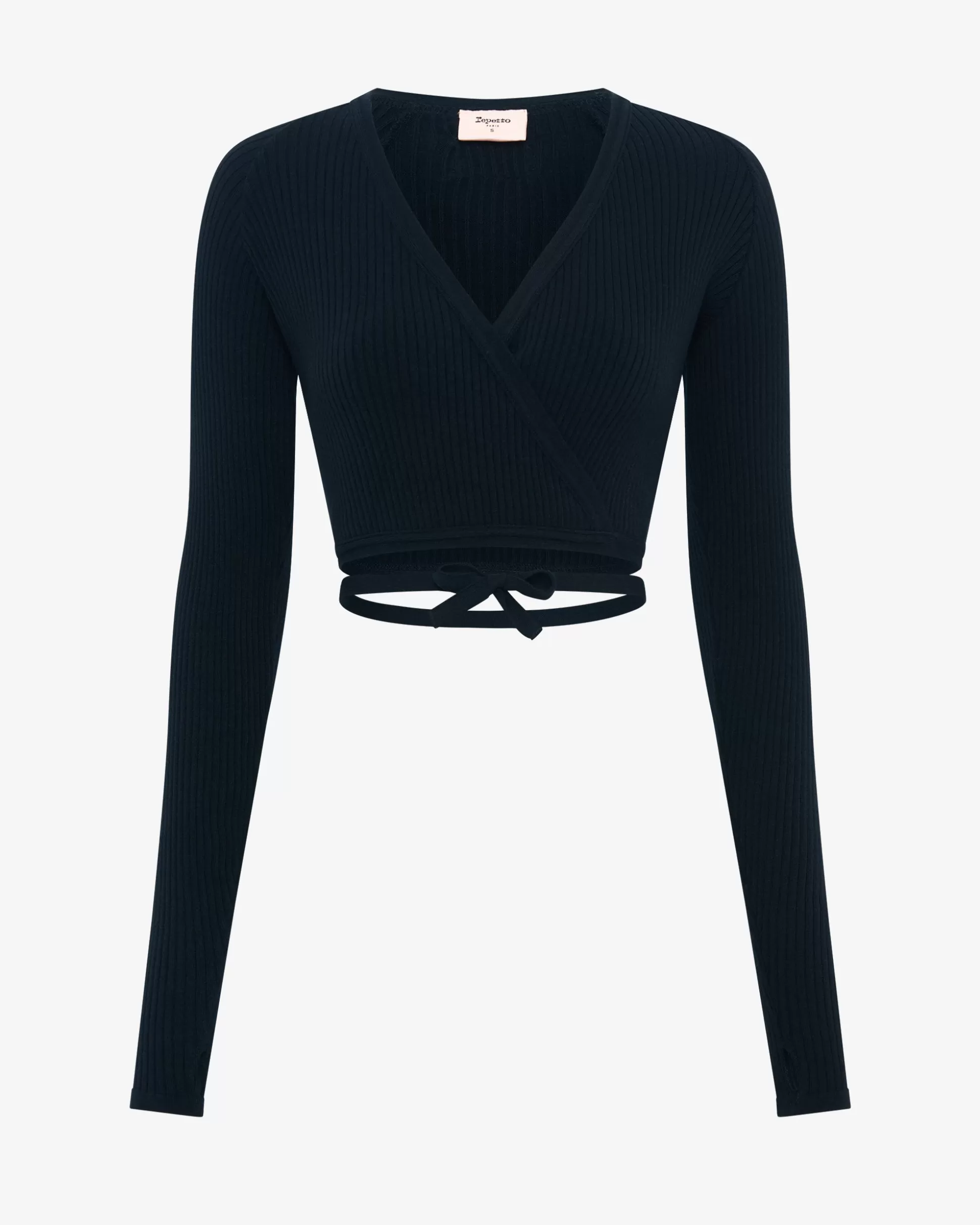 Repetto T-shirts & Wrap-over>Rib-knit wrap-over Black