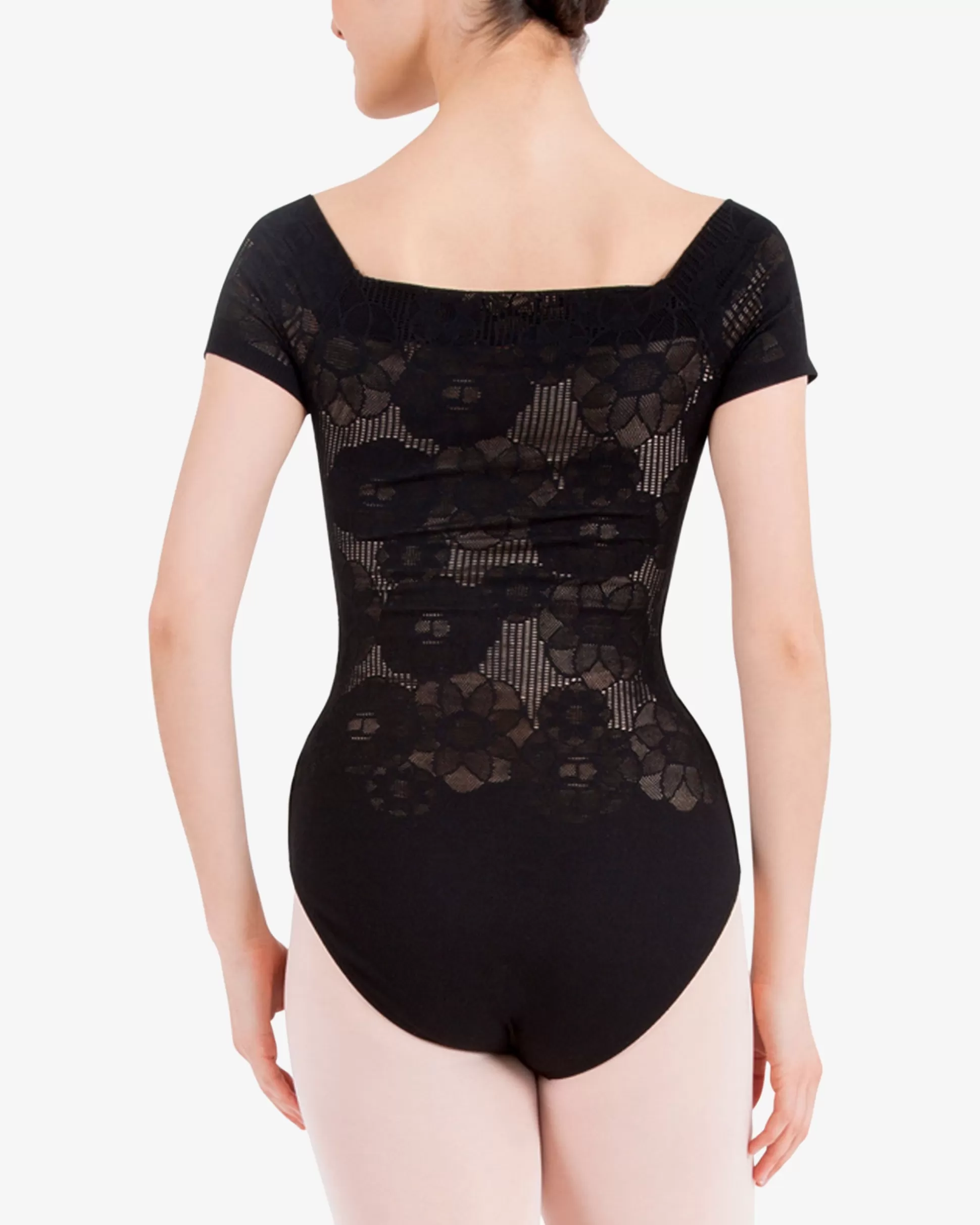 Repetto Leotards & Tunics>Short sleeves rosette lace leotard