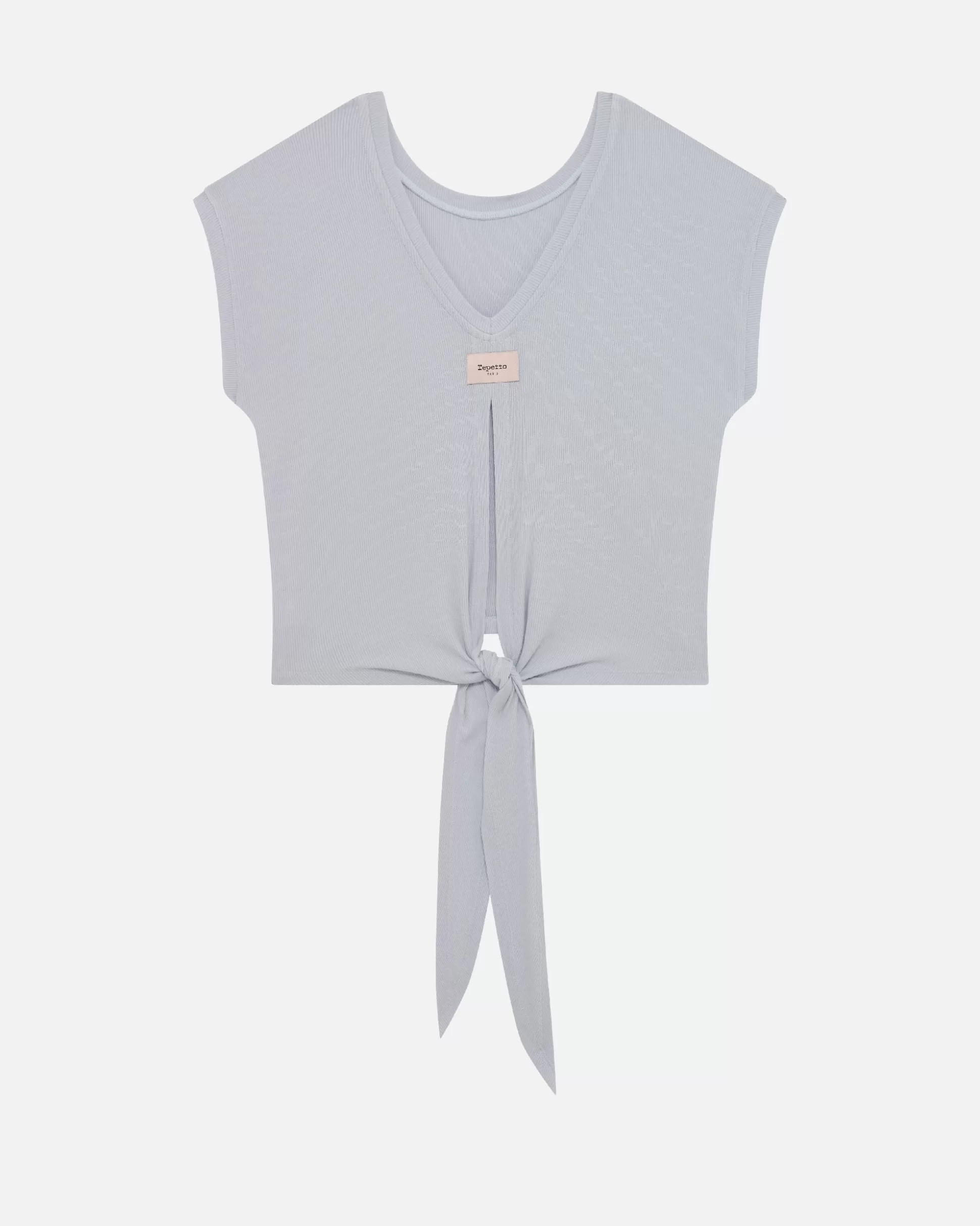 Repetto T-shirts & Wrap-over>Short sleeves top to tie Pearlgrey