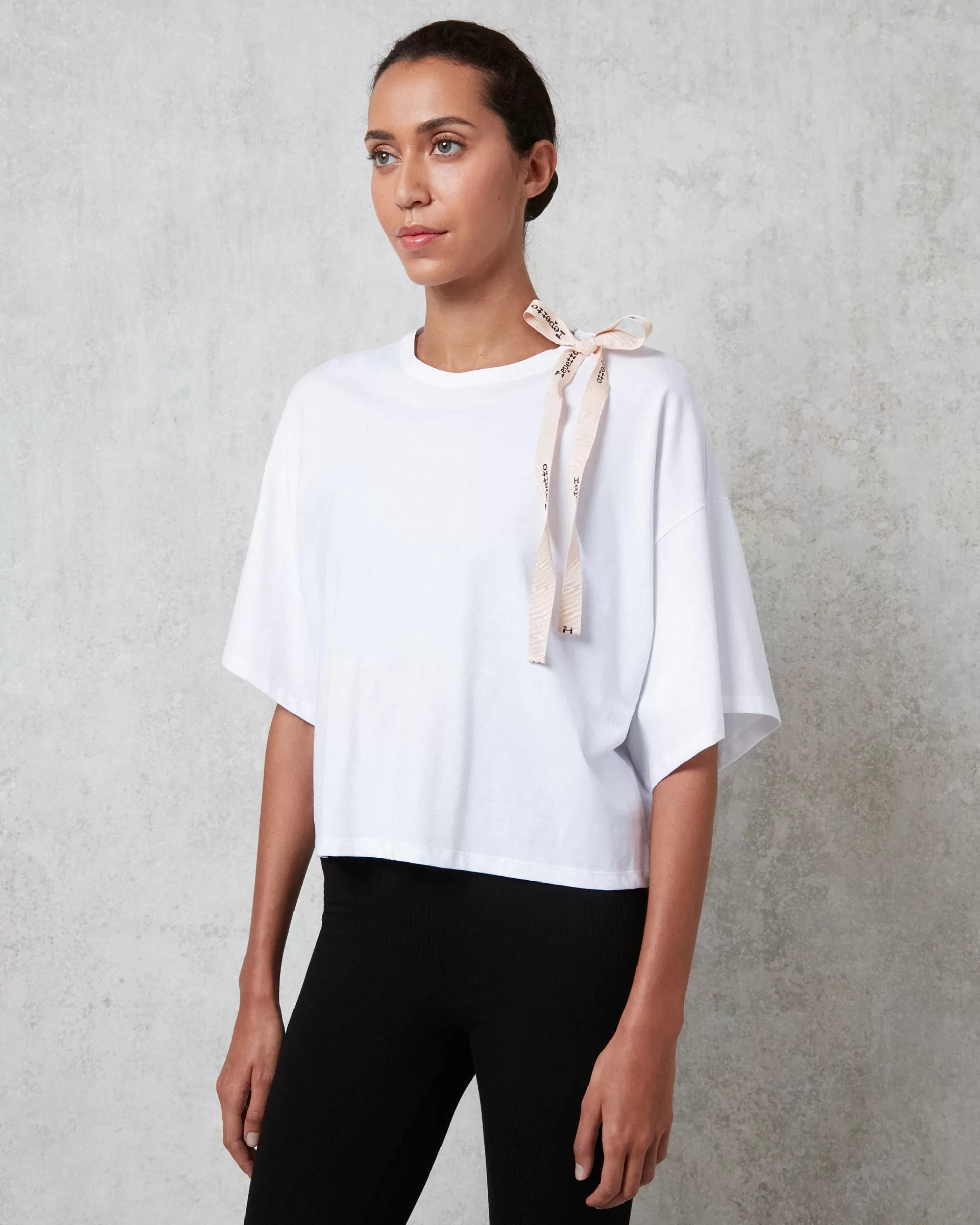 Repetto T-shirts & Wrap-over>Shoulder bow tee-shirt White