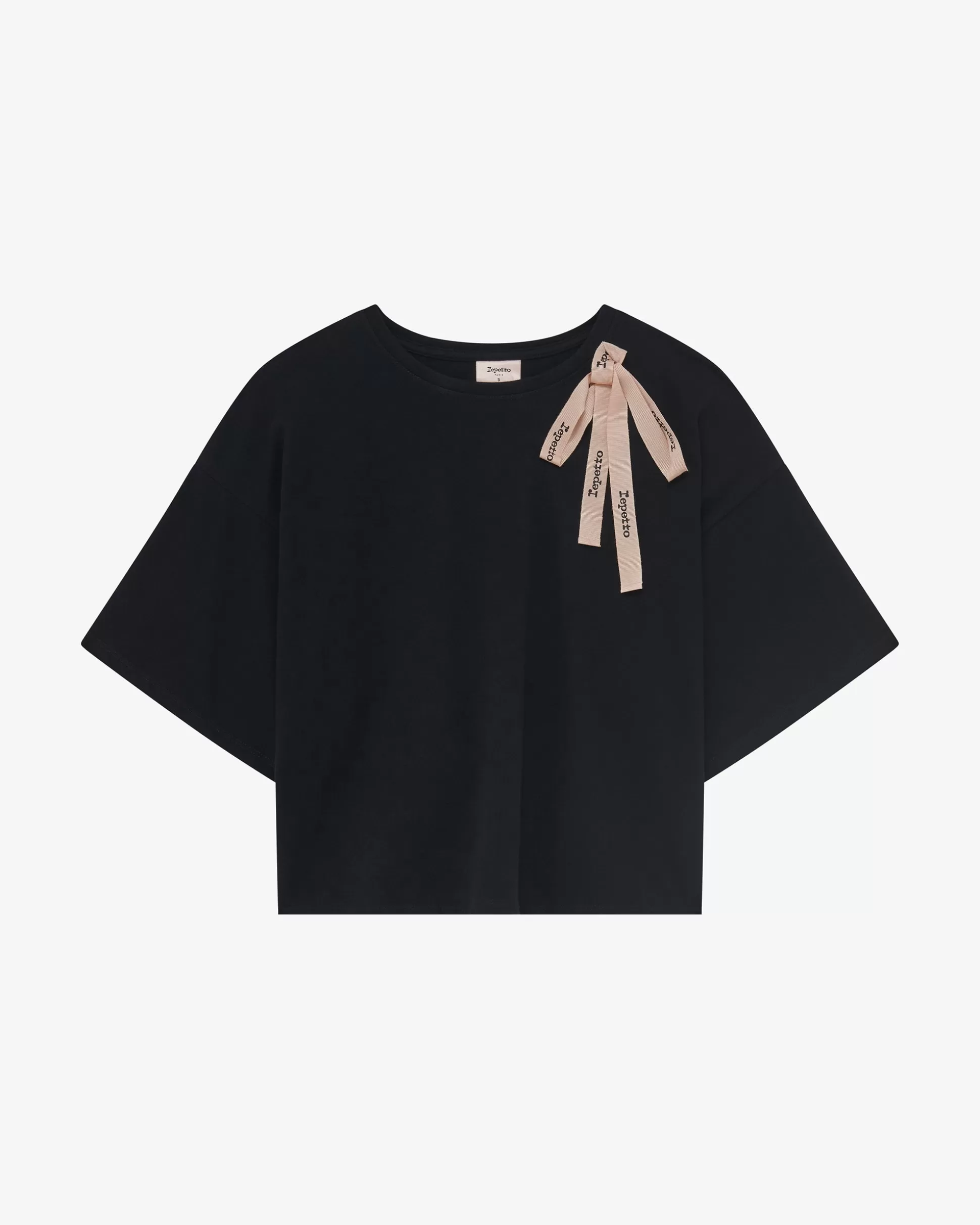 Repetto T-shirts & Wrap-over>Shoulder bow tee-shirt Black