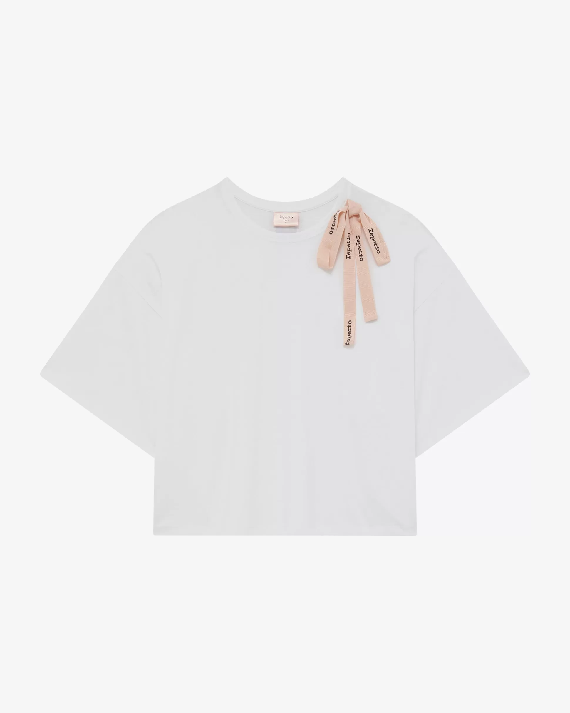 Repetto T-shirts & Wrap-over>Shoulder bow tee-shirt White