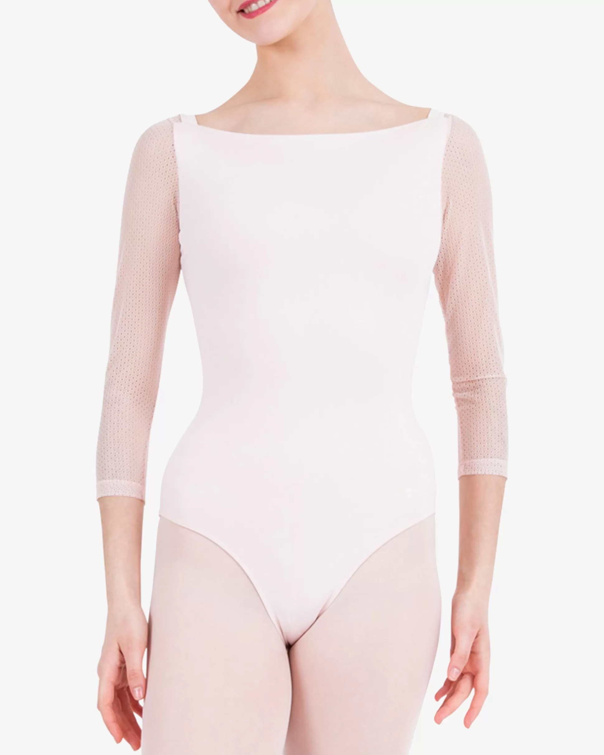 Repetto Leotards & Tunics>3/4 sleeves leotard with lace Petalpink