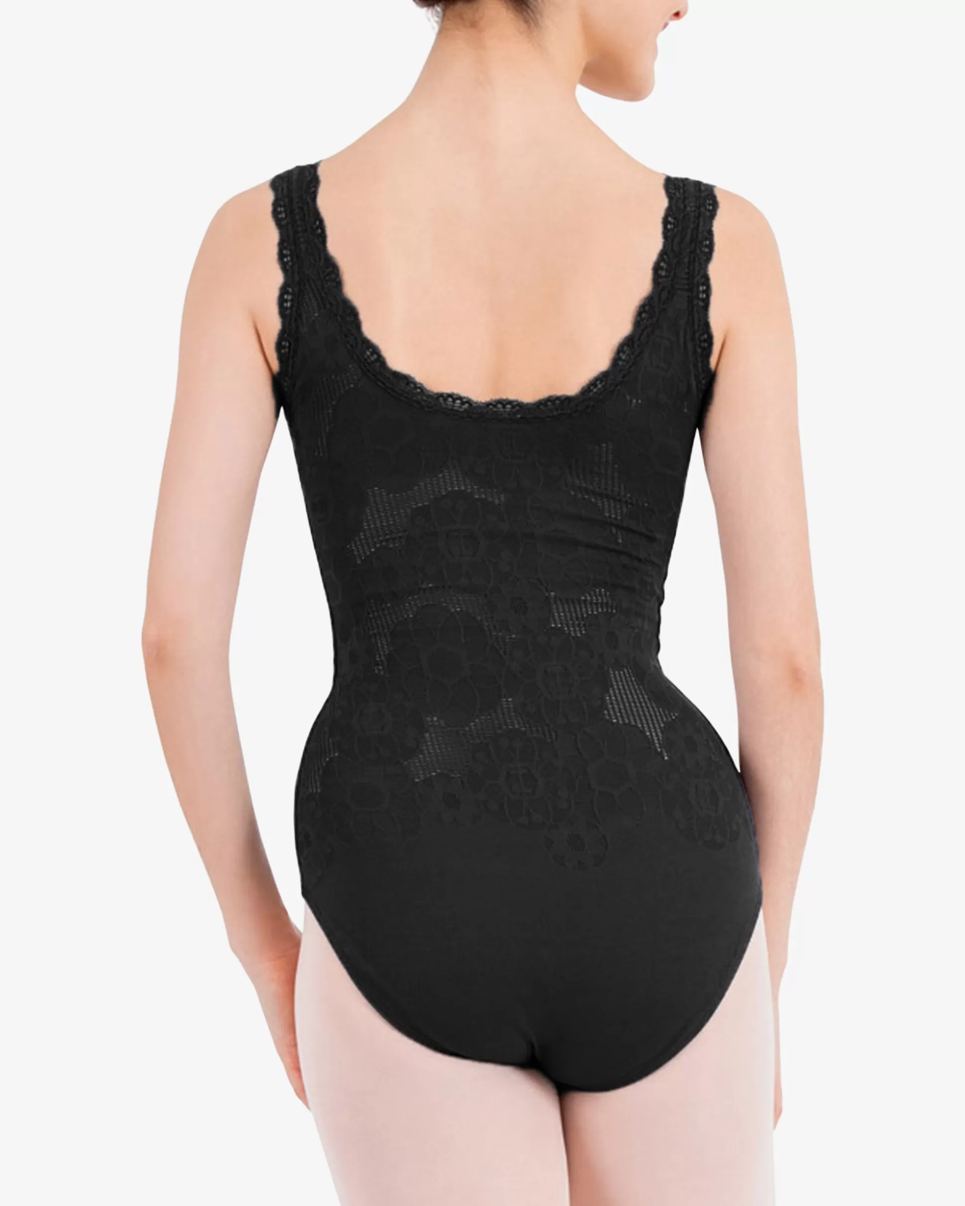 Repetto Leotards & Tunics>Thin straps rosette lace leotard