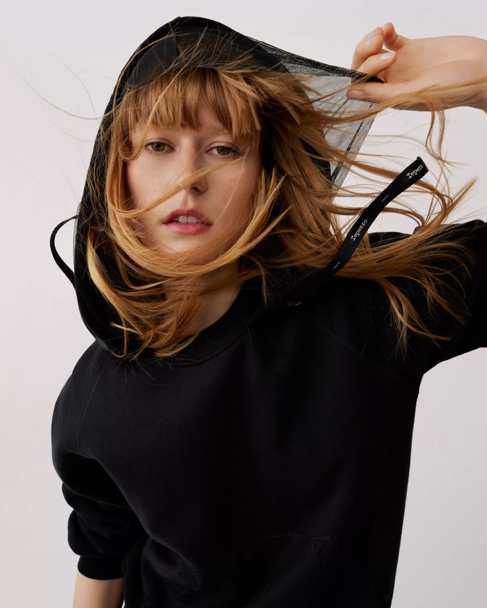 Repetto Sweatshirts>Tulle hooded sweatshirt Black