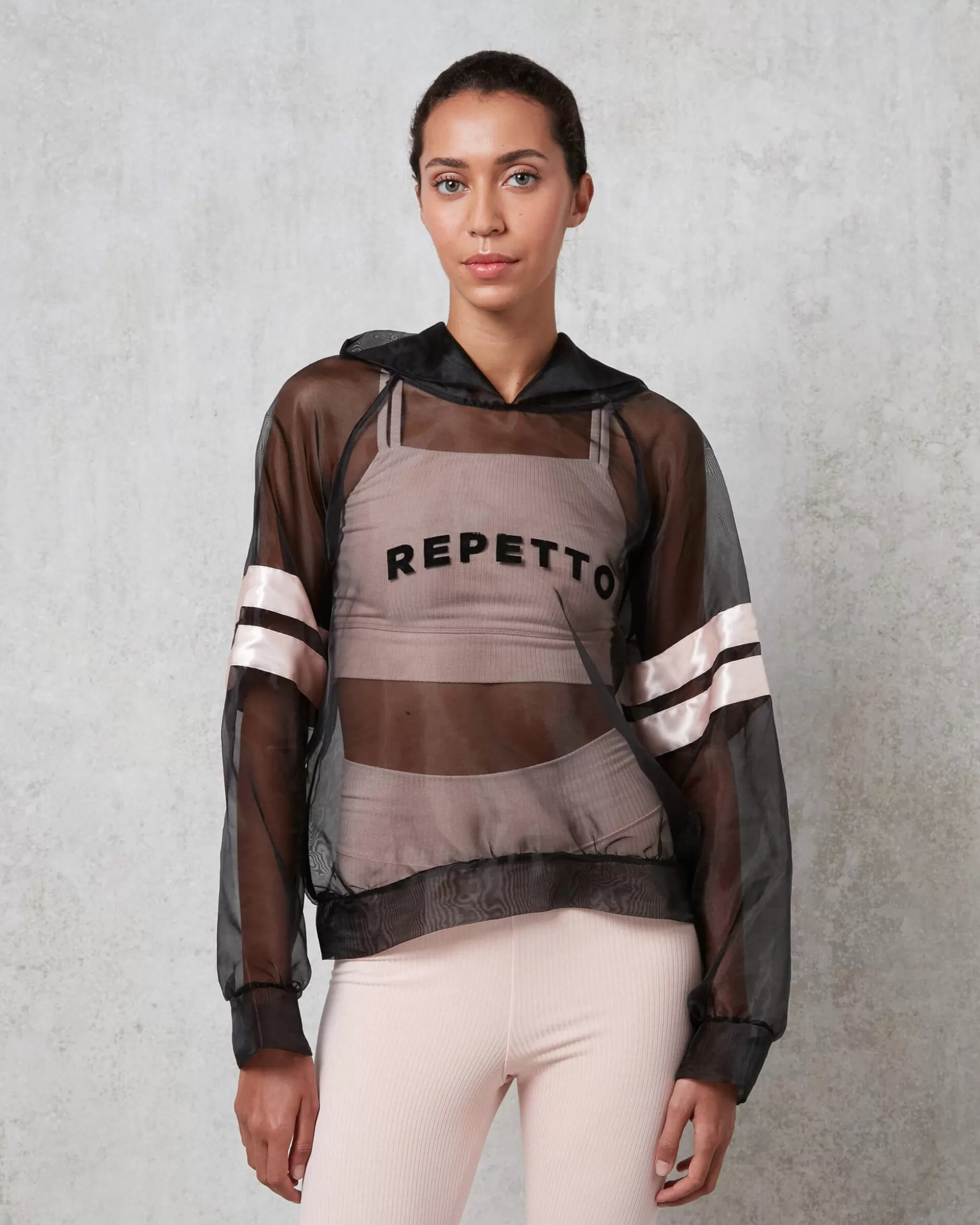 Repetto Sweatshirts>Tulle Sweatshirt satin stripes Black